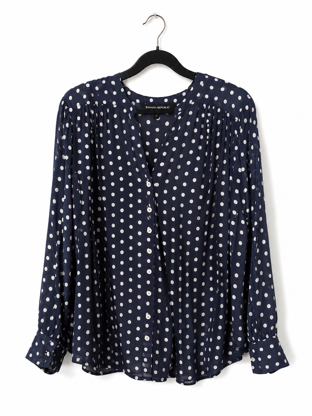 Zac & Rachel Navy Polka Dot Button-Front Women's Blouse Size 1X